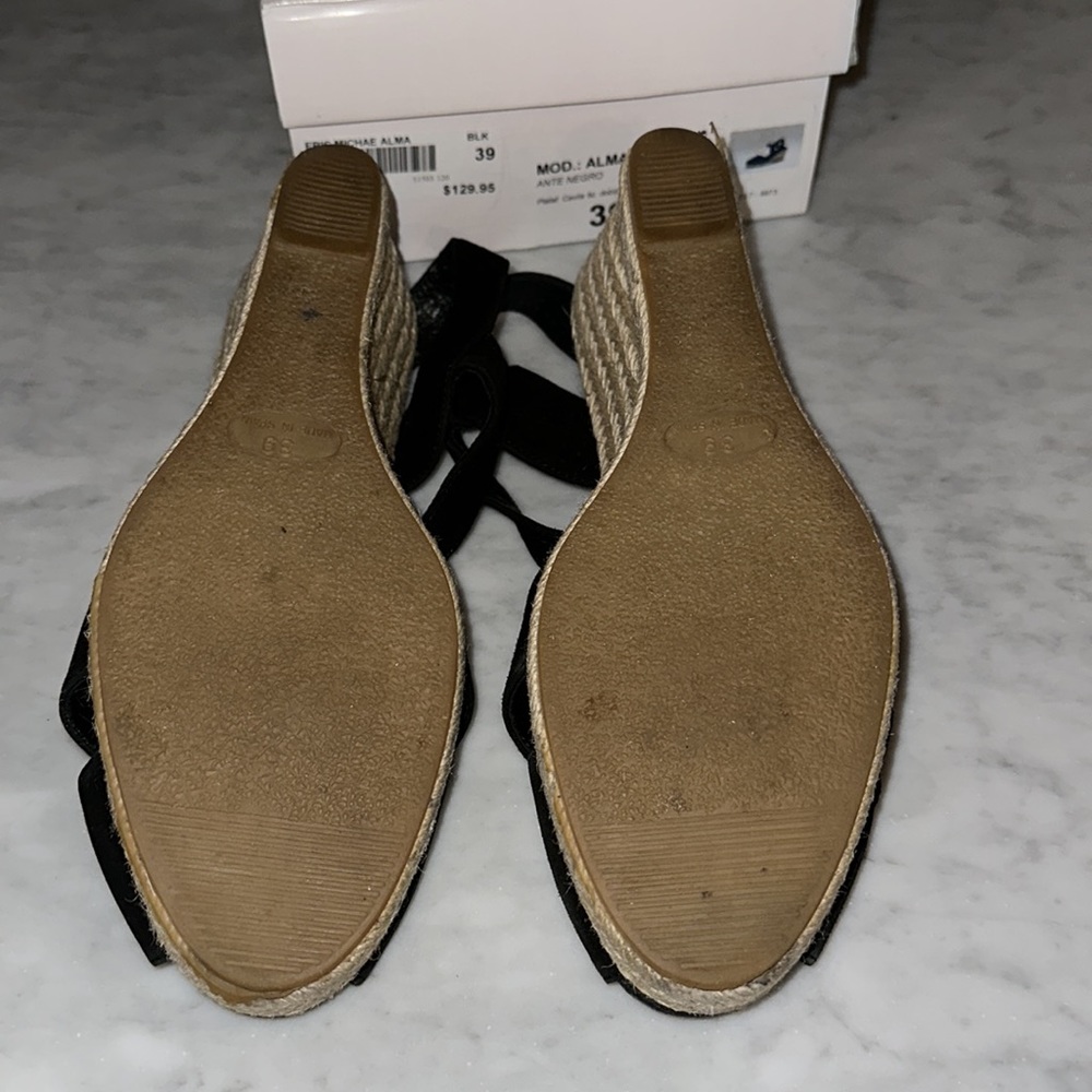 Eric Michael black wedge sandals size 39/9 - Picture 6 of 8
